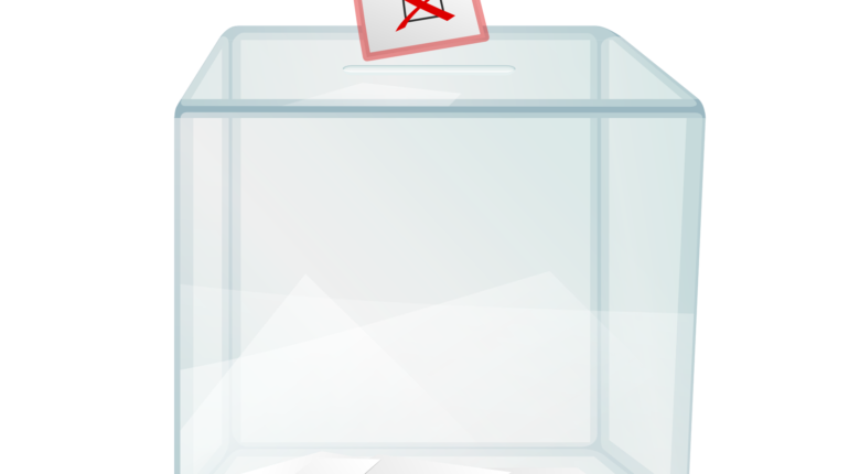 Urne de vote avec un scrutin que l'on fait glisser.